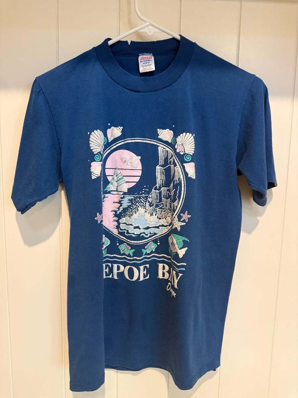 Vintage 90s Jerzees Depoe Bay Oregon Souvenir Single Stitch T-Shirt